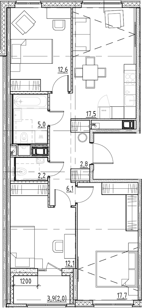 3-комнатная квартира 78 м², 2/9 эт., ЖК «Янила Форест»